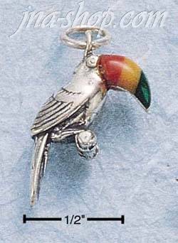 Sterling Silver TOUCAN W/ THREE COLOR STONE BILL CHARM (MAL-CORA - Click Image to Close