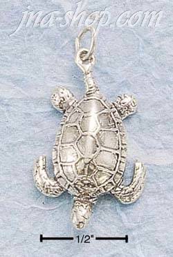 Sterling Silver ANTIQUED UPSIDE DOWN DEEP SEA TURTLE CHARM - Click Image to Close