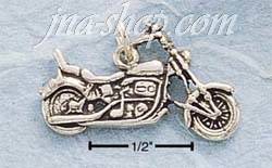 Sterling Silver ONE SIDED ANTIQUED MOTORCYCLE CHARM - Click Image to Close