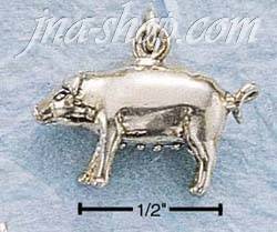 Sterling Silver SMALL FAT PIG CHARM - Click Image to Close