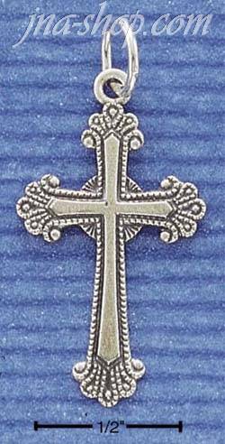 Sterling Silver ANTIQUED FANCY CROSS CHARM - Click Image to Close