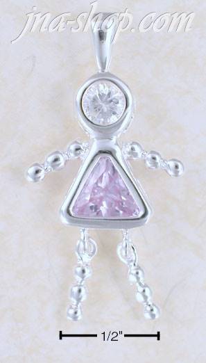 Sterling Silver JUNE BEAD GIRL CHARM W/ LIGHT PURPLE CZ - Click Image to Close
