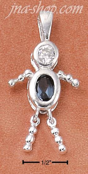 Sterling Silver DECEMBER BEAD BOY CHARM W/ BLUE CZ - Click Image to Close