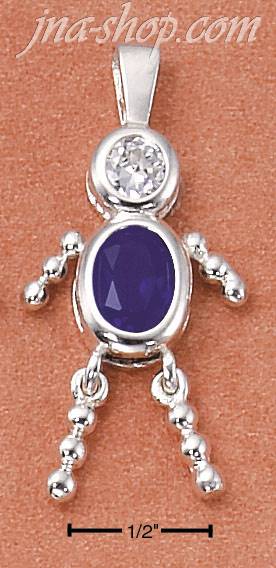 Sterling Silver SEPTEMBER BEAD BOY CHARM W/ DARK BLUE CZ - Click Image to Close