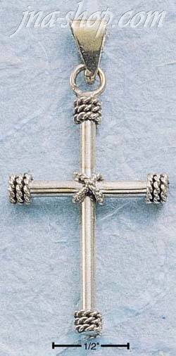 Sterling Silver LARGE CROSS W/ WRAPPED ROPE EDGES (1-1/2" X 1-1/ - Click Image to Close