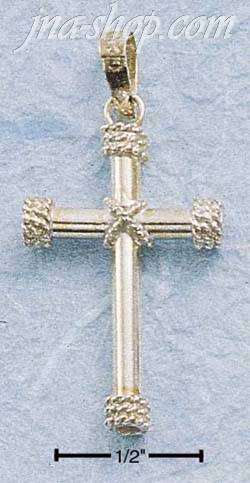 Sterling Silver SMALL CROSS W/ WRAPPED ROPE - Click Image to Close