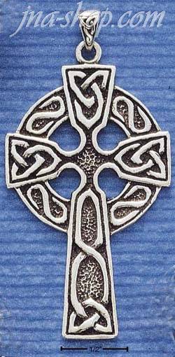 Sterling Silver LARGE ANTIQUED CELTIC CROSS CHARM - Click Image to Close