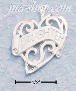 Sterling Silver "DAUGHTER" BANNER IN FLAT HEART - Click Image to Close