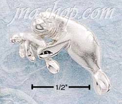 Sterling Silver DC MOTHER AND BABY MANATEE CHARM - Click Image to Close