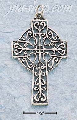 Sterling Silver ANTIQUED CELTIC CROSS CHARM - Click Image to Close