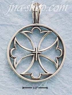 Sterling Silver ROUND OPEN CROSS CHARM - Click Image to Close