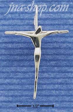 Sterling Silver FREE-FORM MODERN CRUCIFIX CHARM - Click Image to Close