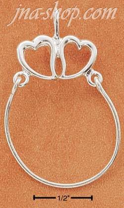 Sterling Silver DOUBLE HEART CHARMHOLDER - Click Image to Close