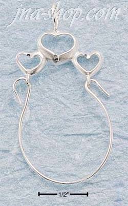 Sterling Silver TRIPLE OPEN HEART CHARMHOLDER - Click Image to Close