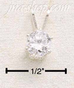 Sterling Silver 5MM ROUND CZ PENDANT - Click Image to Close