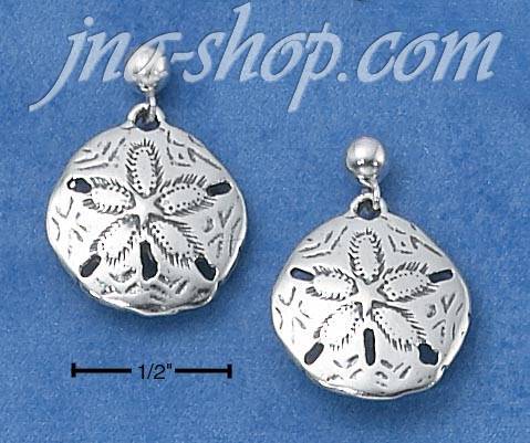 Sterling Silver SANDDOLLAR POST DANGLE EARRINGS - Click Image to Close