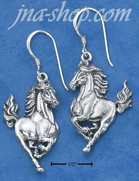 Sterling Silver STALLION EARRINGS ON FRENCH WIRES - Click Image to Close