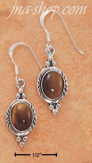 Sterling Silver OVAL TIGEREYE EARRINGS ON FRENCH WIRES - Click Image to Close