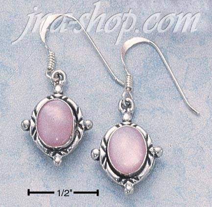Sterling Silver OVAL PINK MUSSEL EARRINGS ON FRENCH WIRES - Click Image to Close
