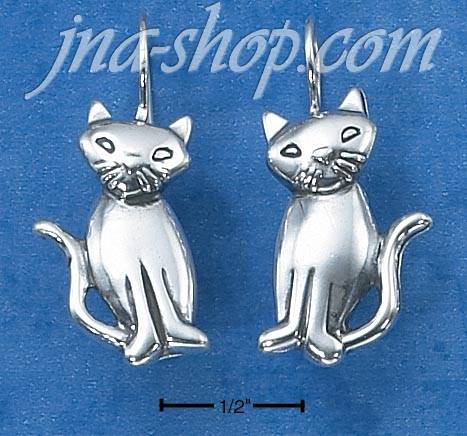 Sterling Silver CAT EARRINGS ON WIRE - Click Image to Close