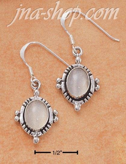 Sterling Silver OVAL MOONSTONE EARRINGS ON FRENCH WIRES - Click Image to Close
