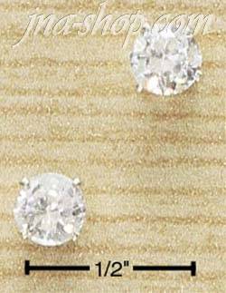 Sterling Silver 5MM ROUND CLEAR CZ POSTS - Click Image to Close