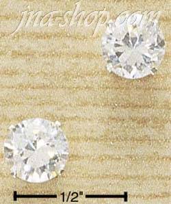 Sterling Silver 7MM ROUND CLEAR CZ POSTS - Click Image to Close