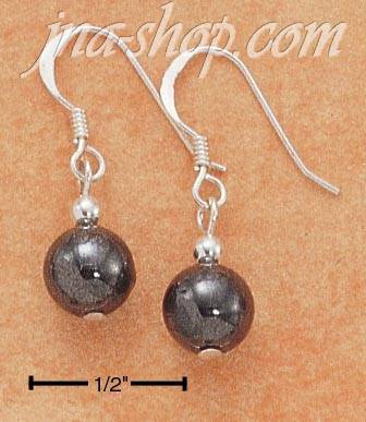 Sterling Silver LARGE HEMATITE BEAD EARRINGS ON FRENCH WIRES - Click Image to Close