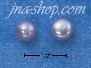 Sterling Silver PINK FRESH WATER PEARL BUTTON POST EARRINGS - Click Image to Close