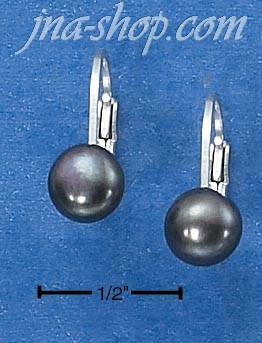 Sterling Silver GRAY FRESH WATER PEARL BUTTON EARRINGS ON LEVERB - Click Image to Close