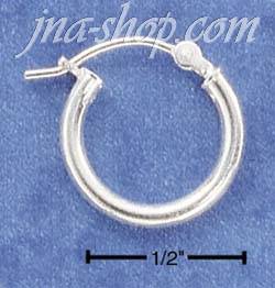 Sterling Silver LIGHTWEIGHT 14MM HOOPS WITH CURVED LOCK EARRINGS - Click Image to Close