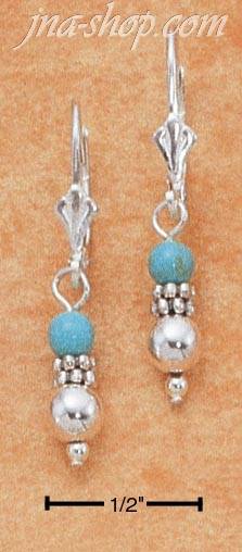 Sterling Silver 4MM TURQUOISE & 5MM SILVER BEAD W/ FANCY SPACER - Click Image to Close