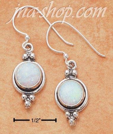 Sterling Silver ROUND SYNTHETIC OPAL CONCHO W/ THREE DOTS FRENCH - Click Image to Close