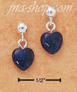 Sterling Silver LAPIS HEARTS ON DANGLE POST EARRINGS - Click Image to Close