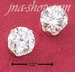 Sterling Silver 8MM ROUND CUBIC ZIRCONIA POST EARRINGS - Click Image to Close