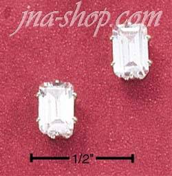 Sterling Silver 5X7 RECTANGULAR CUBIC ZIRCONIA POST EARRINGS - Click Image to Close