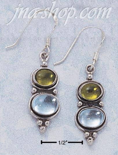 Sterling Silver SMALL OVAL PERIDOT & LARGE OVAL BLUE TOPAZ FRENC - Click Image to Close