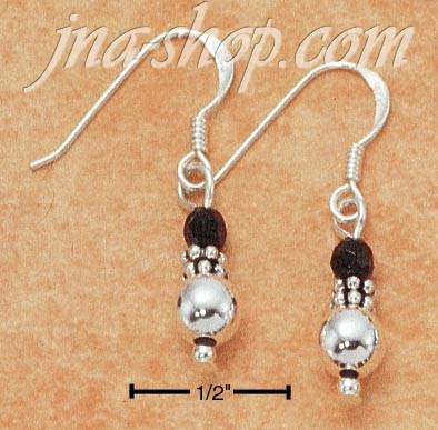 Sterling Silver 6MM BALL W/ BALI DAISIES & FACETED ONYX ON FRENC - Click Image to Close