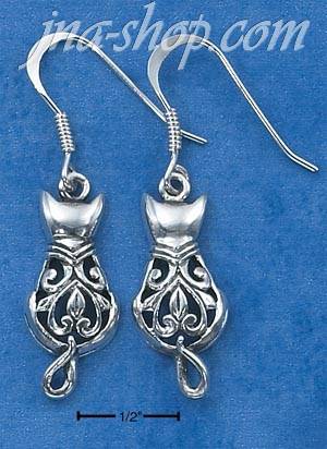 Sterling Silver BACKVIEW CAT WITH FILIGREE BACK & CURLY TAIL FRE - Click Image to Close