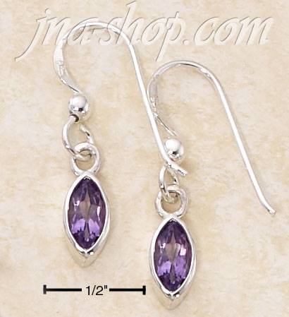 Sterling Silver MARQUIS AMETHYST DANGLE EARRINGS ON FRENCH WIRES - Click Image to Close