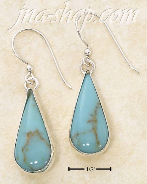 Sterling Silver MEDIUM PLAIN TURQUOISE PLAIN TEARDROP FRENCH WIR - Click Image to Close
