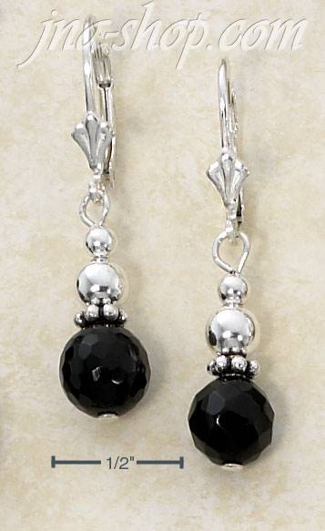 Sterling Silver FACETED ONYX BEAD W/ BALI SPACER & SS BEAD LEVER - Click Image to Close