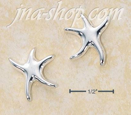 Sterling Silver LOVELY POLISHED SMALL STARFISH POST EARRINGS - Click Image to Close