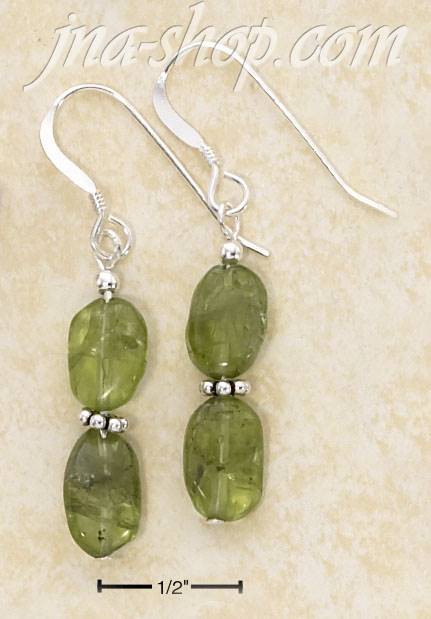 Sterling Silver DOUBLE OVAL PERIDOT STONES W/ SS BEADED SPACERS - Click Image to Close