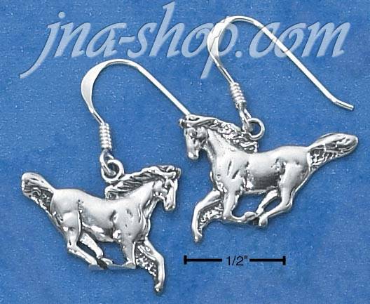 Sterling Silver SMALL WILD STALLION DANGLE EARRINGS - Click Image to Close
