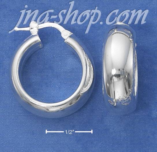 Sterling Silver ITALIAN 8MM WIDE ROUNDED HOOPS WITH FRENCH LOCKS - Click Image to Close
