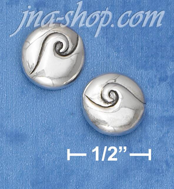 Sterling Silver OCEAN WAVE POST EARRINGS - Click Image to Close