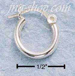 Sterling Silver 12MM TUBULAR HOOP WITH FRENCH LOCK EARRINGS - Click Image to Close
