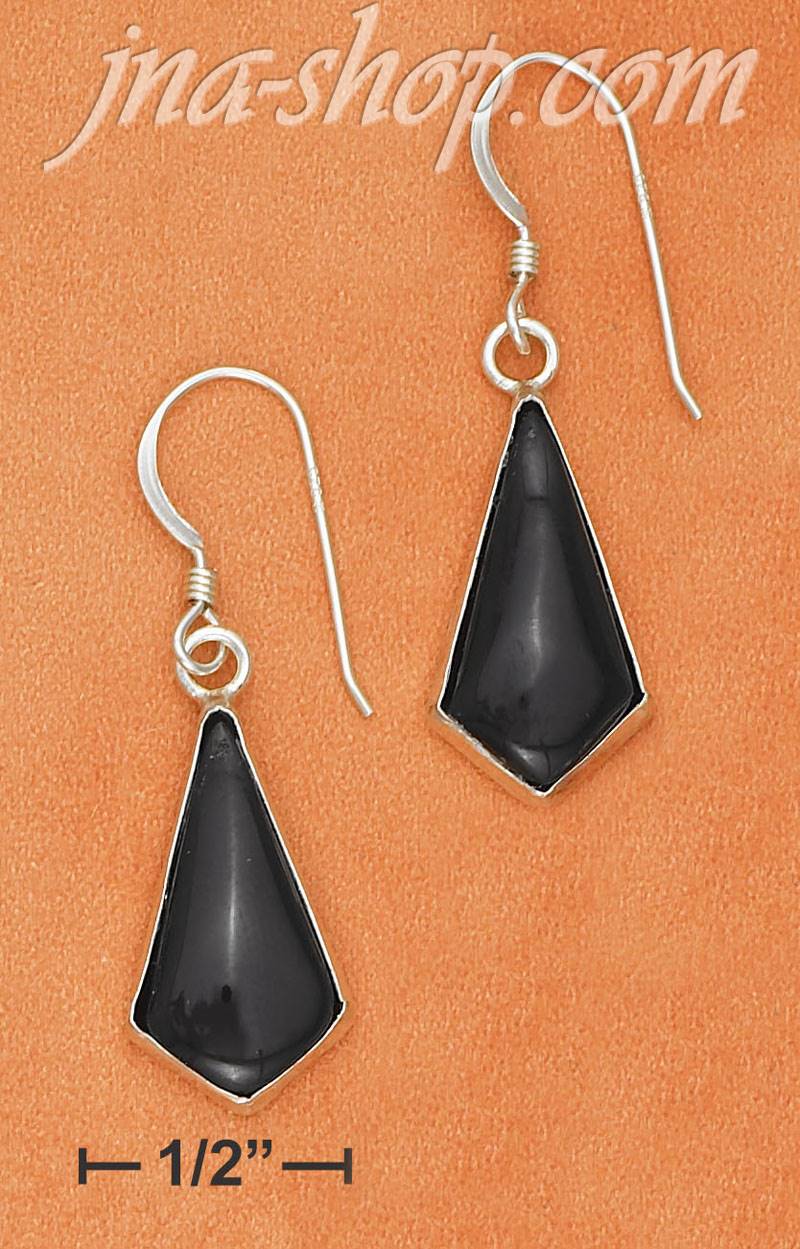 Sterling Silver KITE SHAPED BLACK ONYX FW EARRINGS (APPROX 1" LO - Click Image to Close