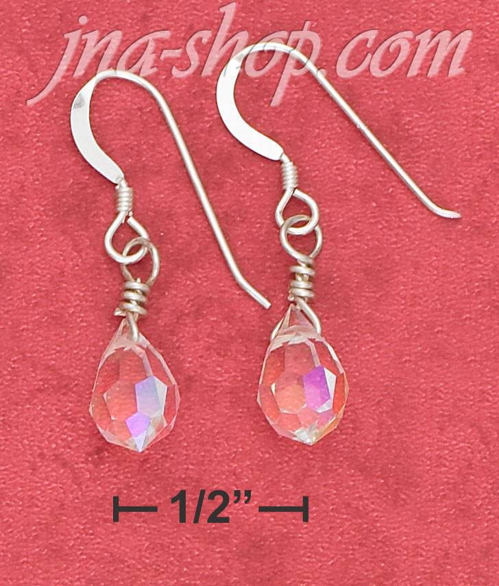 Sterling Silver 6X10 FACETED AURORA BOREALIS CRYSTAL TEARDROP FR - Click Image to Close